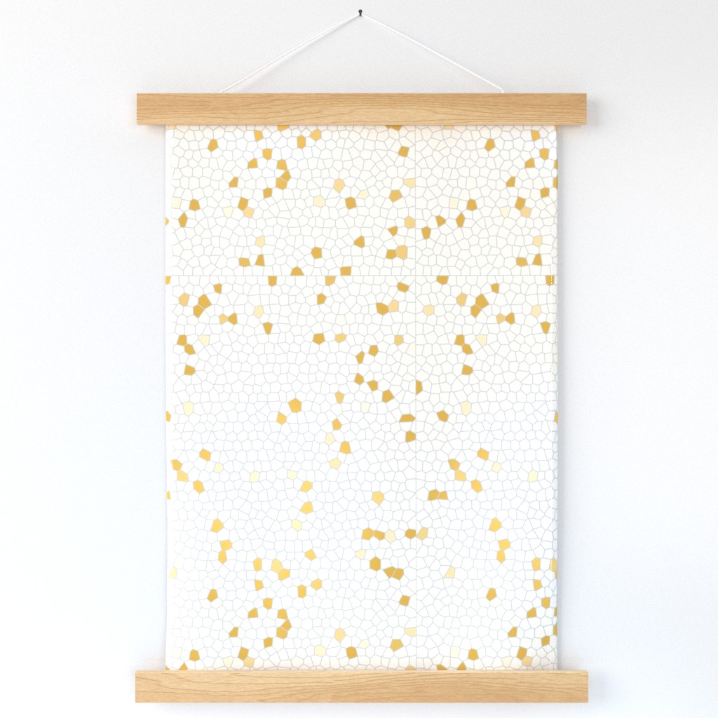 Confetti mosaic: Bee hive-textured  Stained Glass with gold yellow accents and grey leads (S)