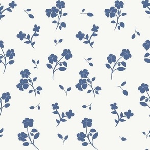 Blue and white floral pattern soft blue tones