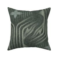 Interweaving lines textured elegant geometric with hexagons and diamonds - moody muted dark green - extra large