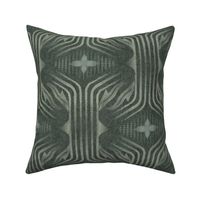 Interweaving lines textured elegant geometric with hexagons and diamonds - moody muted dark green - large