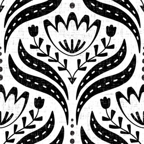 (L) Textured Scandi Florals in black and white 