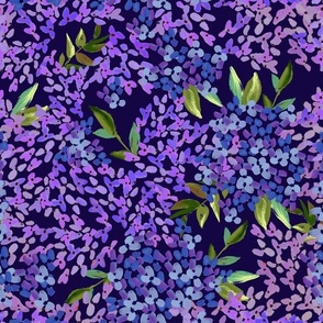 Blue and Violet Hydrangea Painting// Navy