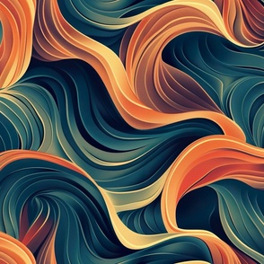 Jumbo Soulful Waves Abstract Fabric Design