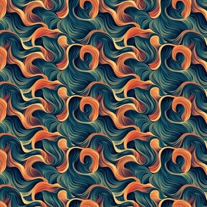 Small Soulful Waves Abstract Fabric Design