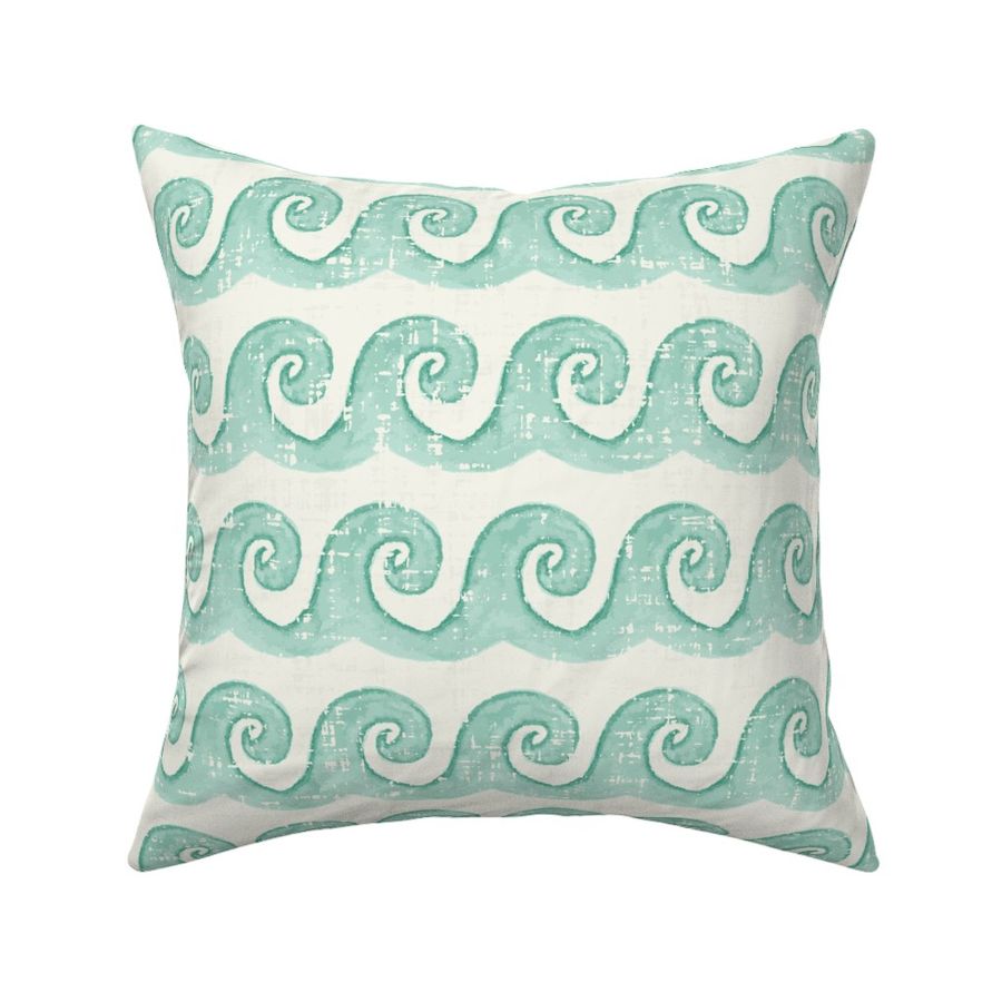 Greek Island Waves in Minty Green