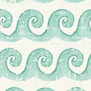 Greek Island Waves in Minty Green