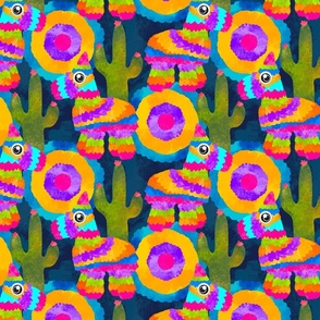 Maximalist Piñata Mexican Spanish Rainbow Tie Dye  Aesthetic Pattern With  Cactus And Birthday Party Decorations