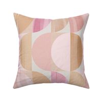 (L) Mid Mod abstract geo moon & sun 1. boho textured tonal pastels Peach Fuzz Pink