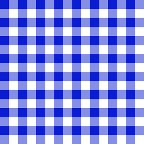 Gingham Cobalt Blue Half Inch Vichy Checks, white, cottage core, plaid, traditional