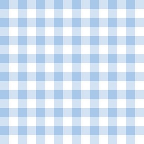 Gingham light blue half inch vichy checks, white, cottagecore, country, traditional, plaid, sky blue, pastel
