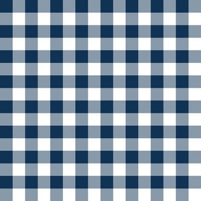 Gingham navy blue half inch vichy checks, white, cottage core, traditional, country, plaid, dark blue