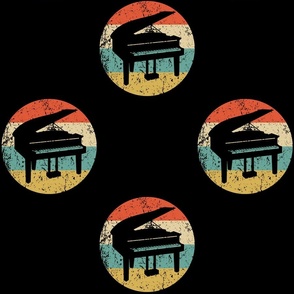 Piano Silhouette Retro Music Musician Musical Instrument Repeating Pattern Black
