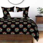 Soccer Ball Silhouette Retro Sports Repeating Pattern Black