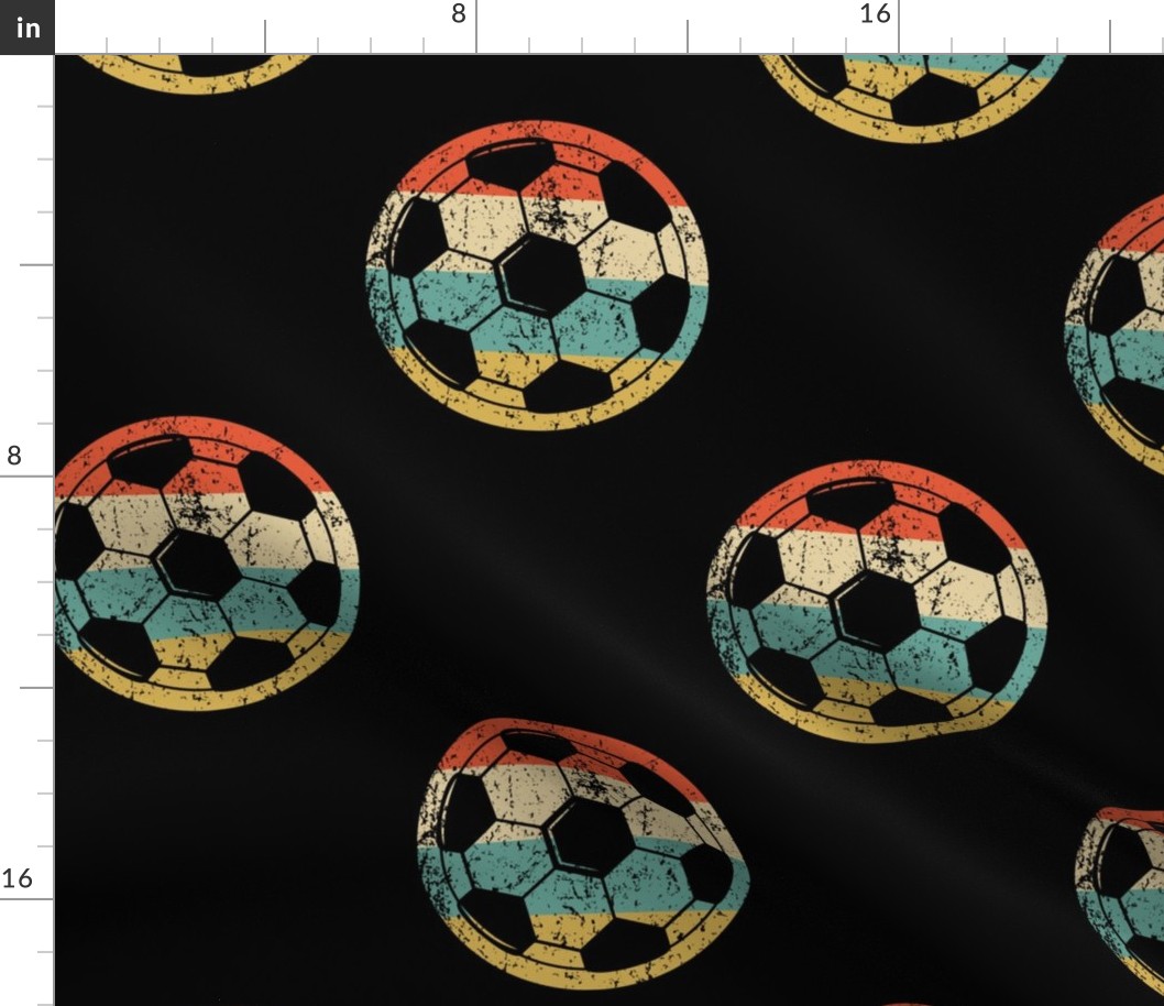 Soccer Ball Silhouette Retro Sports Repeating Pattern Black