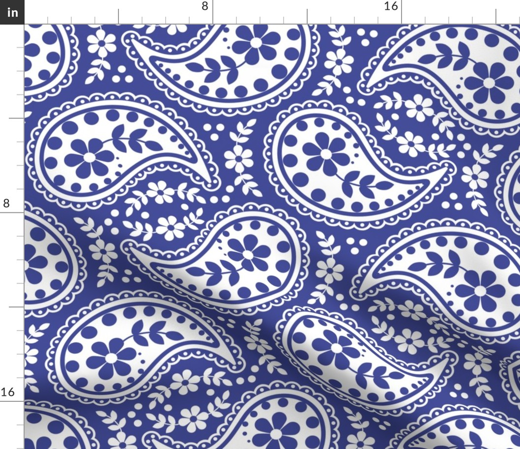 Paisley Blue and White