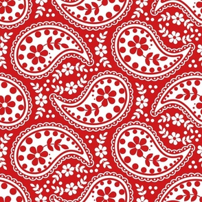 (XL) Paisley Red and White