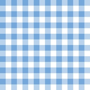 Gingham sky blue half inch vichy checks, white, cottagecore, plaid, traditional, country