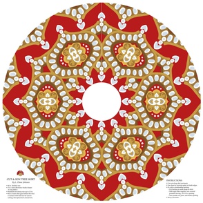 Hearts & Gingerbread 44" Christmas Tree Skirt | Red