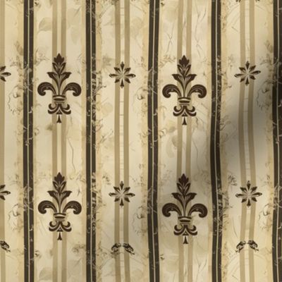 Baroque Majesty: Ornamental Fleur-de-Lis on Striped Vintage Background
