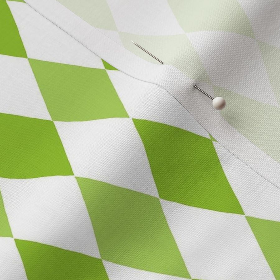 Extra Small - harlequin diamond - Bright medium green and white - hand drawn brush stroke - Rhombus Lozenge pattern Checkered Geometric - fun happy boy nursery wallpaper