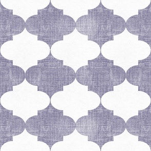 Big Lilac Purple Vintage Quatrefoil  Distressed Weave, Time-Worn Texture with an Artisan Touch