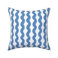 Medium Wavy stripe - blue and white - Soft blue organic stripe on a white background - abstract geometric minimal modern lines - summer nautical beachy coastal
