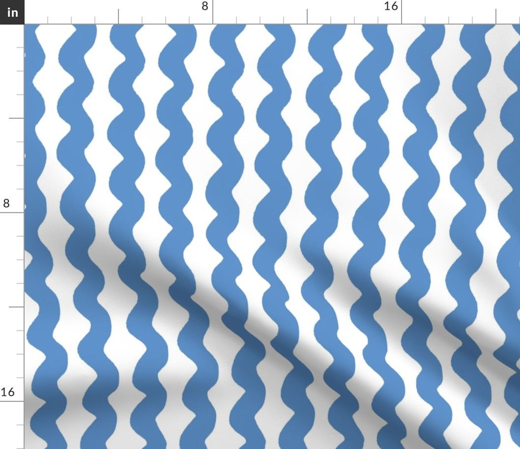 Medium Wavy stripe - blue and white - Soft blue organic stripe on a white background - abstract geometric minimal modern lines - summer nautical beachy coastal