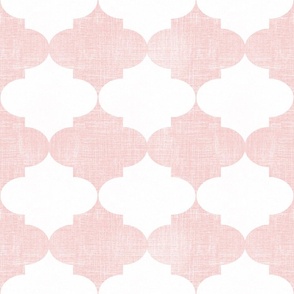 Big Soft Pink Vintage Quatrefoil  Distressed Weave, Time-Worn Texture with an Artisan Touch