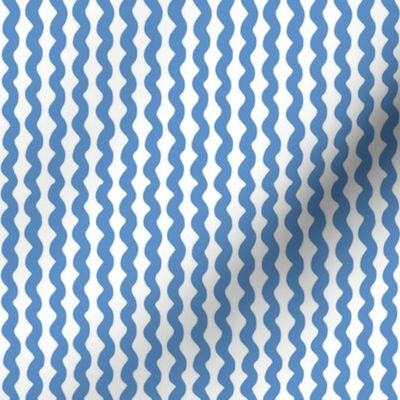 Extra Small Wavy stripe - blue and white - Soft blue organic stripe on a white background - abstract geometric minimal modern lines - summer nautical beachy coastal