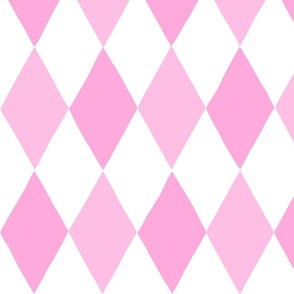 Medium - harlequin diamond - Lavender Pink and white - hand drawn brush stroke - Rhombus Lozenge pattern Checkered Geometric - fun happy girly wallpaper