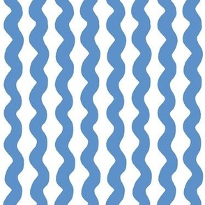 Small Wavy stripe - blue and white - Soft blue organic stripe on a white background - abstract geometric minimal modern lines - summer nautical beachy coastal