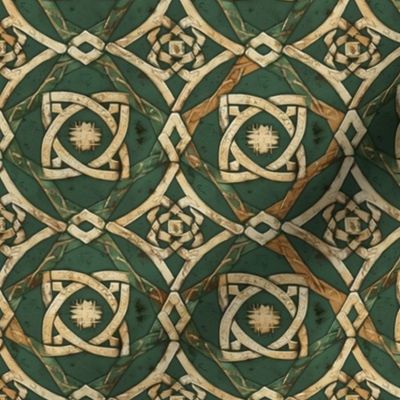 Emerald Mosaic: Gilded Celtic Knotwork Pattern
