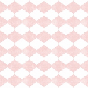 Small Soft Pink Vintage Quatrefoil  Distressed Weave, Time-Worn Texture with an Artisan Touch