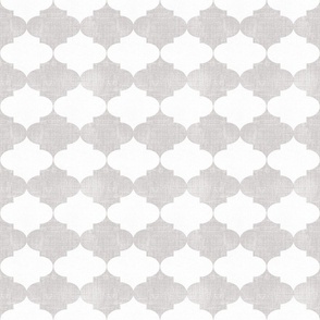 Small Silver Gray Vintage Quatrefoil  Distressed Weave, Time-Worn Texture with an Artisan Touch