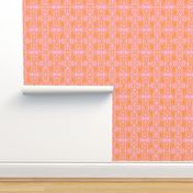 ChiChi Bamboo Party Wall Palm Royale Pastel Pink With Tropical Orange Mid-Century Modern 60’s Chinoiserie Geo Abstract Pool Beach Resort Colorful Bright Pattern