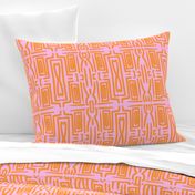 ChiChi Bamboo Party Wall Palm Royale Pastel Pink With Tropical Orange Mid-Century Modern 60’s Chinoiserie Geo Abstract Pool Beach Resort Colorful Bright Pattern