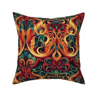 tropical art nouveau psychedelic abstract octopus with tentacles