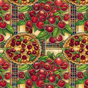 art nouveau cherry pie plaid