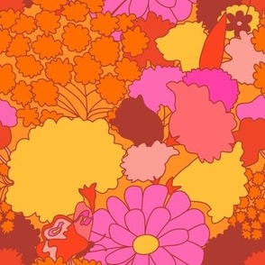 Far-Out 60's Floral in Orange + Pink