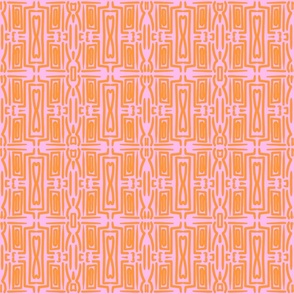 ChiChi Bamboo Party Wall Mini Palm Royale Pastel Pink With Tropical Orange Mid-Century Modern 60’s Chinoiserie Geo Abstract Pool Beach Resort Colorful Bright Pattern