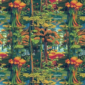 art nouveau mushroom cypress swamp forest