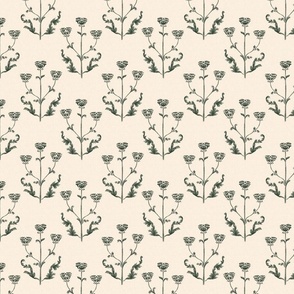 French Country floral linen Block Print Green_Small