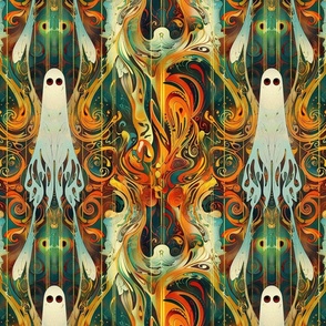 tropical hues art nouveau ghost gothic abstract