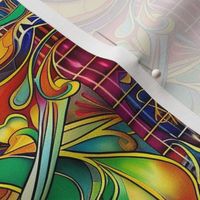 art  nouveau psychedelic rainbow guitar abstract