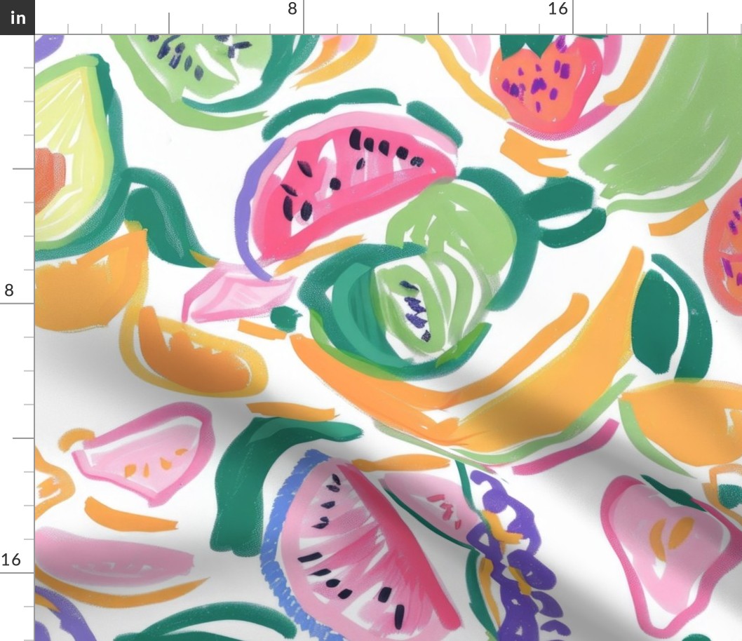 Abstract Colorful Summer Fruit - Avocado & Watermelon Modern Art