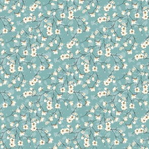 Spring flowers on teal background, small