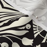 Medium Scale // Decorative Botanical Abstract Hand-drawn Design in Black & Eggshell White