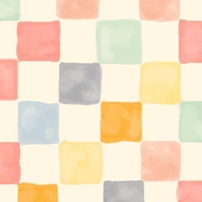 Pastel Checkered Blocks by Juniberry Art co- Lauren Nerio Heet