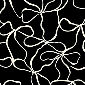 (L) Coquette cream Bows on black background pattern