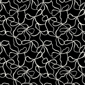 (M) Coquette cream Bows on black background pattern